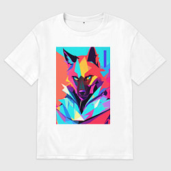 Футболка оверсайз мужская Волчара - поп-арт, цвет: белый