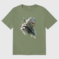 Футболка оверсайз мужская Портрет Ведьмака, цвет: авокадо