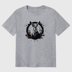 Футболка оверсайз мужская Кролик и часы - Алиса в стране чудес, цвет: меланж