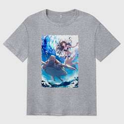 Футболка оверсайз мужская Фука с черепахой - Акватоп белого песка, цвет: меланж