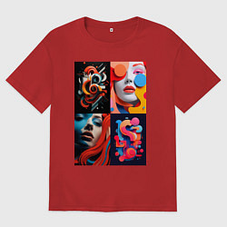 Футболка оверсайз мужская Цифровая живопись, цвет: красный