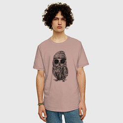 Футболка оверсайз мужская Сова на стиле, цвет: пыльно-розовый — фото 2