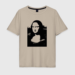 Футболка оверсайз мужская Mona Lisa in black white, цвет: миндальный