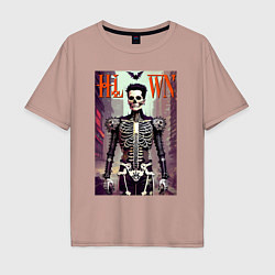 Футболка оверсайз мужская Skeleton fashionista - art - poster, цвет: пыльно-розовый