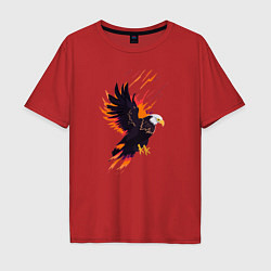 Футболка оверсайз мужская Орел парящая птица абстракция, цвет: красный