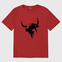 Футболка оверсайз мужская Бык агрессивный, цвет: красный