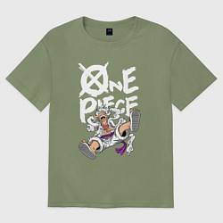 Футболка оверсайз мужская One piece - Луффи гир 5, цвет: авокадо