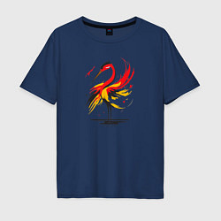Футболка оверсайз мужская Аист - абстрактный силуэт птицы, цвет: тёмно-синий