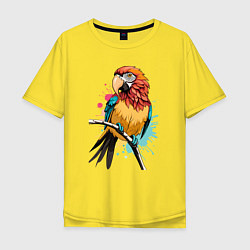 Футболка оверсайз мужская Акварельный попугай, цвет: желтый