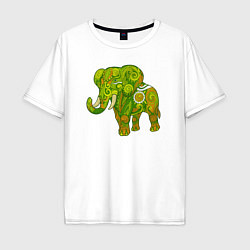 Футболка оверсайз мужская Зелёный слон, цвет: белый