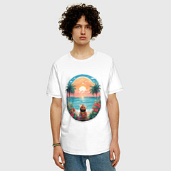 Футболка оверсайз мужская Прекрасный закат на море, цвет: белый — фото 2