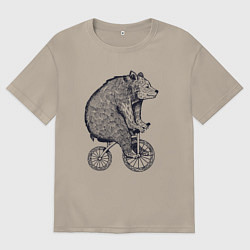 Футболка оверсайз мужская Мишутка на велике, цвет: миндальный