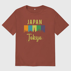 Футболка оверсайз мужская Токио Япония, цвет: кирпичный