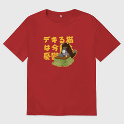 Футболка оверсайз мужская Саку и Юкичи - Кот мастер на все лапки, цвет: красный