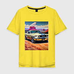 Футболка оверсайз мужская Авто Мустанг, цвет: желтый