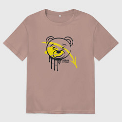 Футболка оверсайз мужская Медведь в стиле urban, цвет: пыльно-розовый