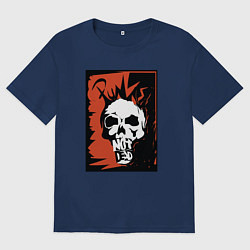 Футболка оверсайз мужская Punks skull, цвет: тёмно-синий