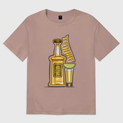 Футболка оверсайз мужская Текила с лаймом, цвет: пыльно-розовый