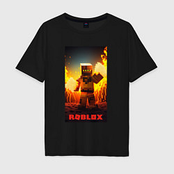 Футболка оверсайз мужская Roblox avatar fire, цвет: черный