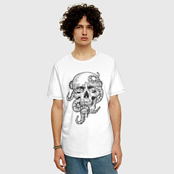 Футболка оверсайз мужская Skull octopus, цвет: белый — фото 2