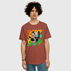 Футболка оверсайз мужская Skibidi toilet, цвет: кирпичный — фото 2