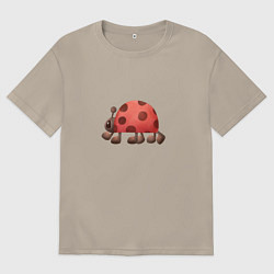 Футболка оверсайз мужская Милая красная божья коровка, цвет: миндальный