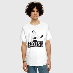 Футболка оверсайз мужская Boxing man, цвет: белый — фото 2