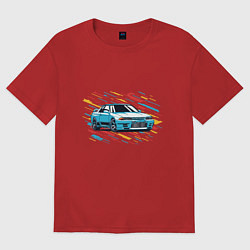 Футболка оверсайз мужская Nissan Skyline R32 GTR, цвет: красный