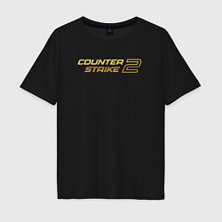 Футболка оверсайз мужская Counter strike 2 gold logo, цвет: черный