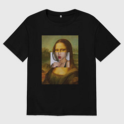 Футболка оверсайз мужская Лиза с чупа чупсом, цвет: черный