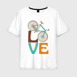 Футболка оверсайз мужская Люблю велосипед, цвет: белый