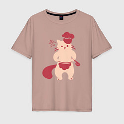 Футболка оверсайз мужская Сердитый кот повар, цвет: пыльно-розовый