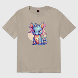 Футболка оверсайз мужская Cute dragon cat, цвет: миндальный