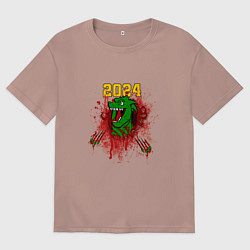 Футболка оверсайз мужская Чужой-дракон: 2024, цвет: пыльно-розовый
