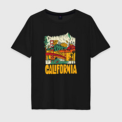 Футболка оверсайз мужская California mountains, цвет: черный