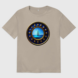 Футболка оверсайз мужская Колесо сансары, цвет: миндальный