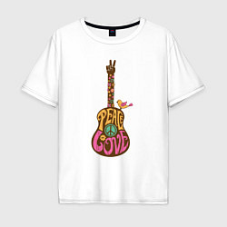 Футболка оверсайз мужская Peace guitar, цвет: белый