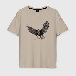 Футболка оверсайз мужская Орёл машет крыльями, цвет: миндальный