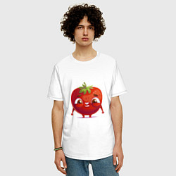 Футболка оверсайз мужская Милая помидорка, цвет: белый — фото 2