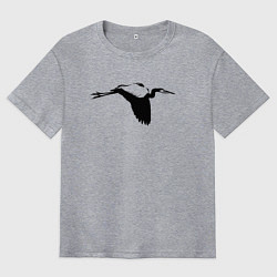 Футболка оверсайз мужская Аист трафарет, цвет: меланж