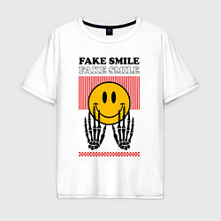 Футболка оверсайз мужская Fake smile quote, цвет: белый