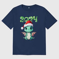 Футболка оверсайз мужская 2024 символ года милый дракончик, цвет: тёмно-синий
