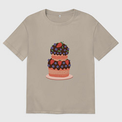 Футболка оверсайз мужская Торт шоколадный, цвет: миндальный