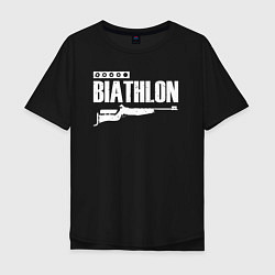 Футболка оверсайз мужская Biathlon - снайпер, цвет: черный