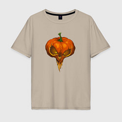 Футболка оверсайз мужская Halloween pumpkin, цвет: миндальный