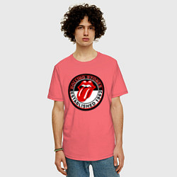 Футболка оверсайз мужская Rolling Stones established 1962, цвет: коралловый — фото 2