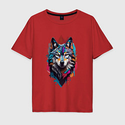 Футболка оверсайз мужская Волк в стиле Граффити, цвет: красный
