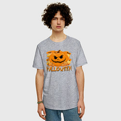 Футболка оверсайз мужская Orange holiday halloween, цвет: меланж — фото 2