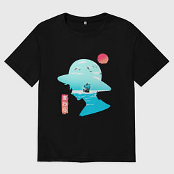 Футболка оверсайз мужская One Piece Луффи в шляпе, цвет: черный