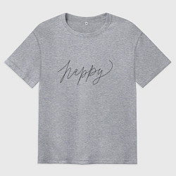 Футболка оверсайз мужская Леттеринг happy, цвет: меланж